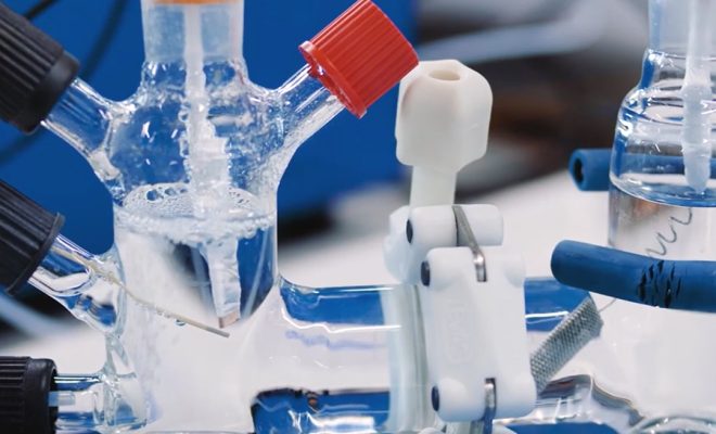 Experimental set-up showing electrochemical H cell